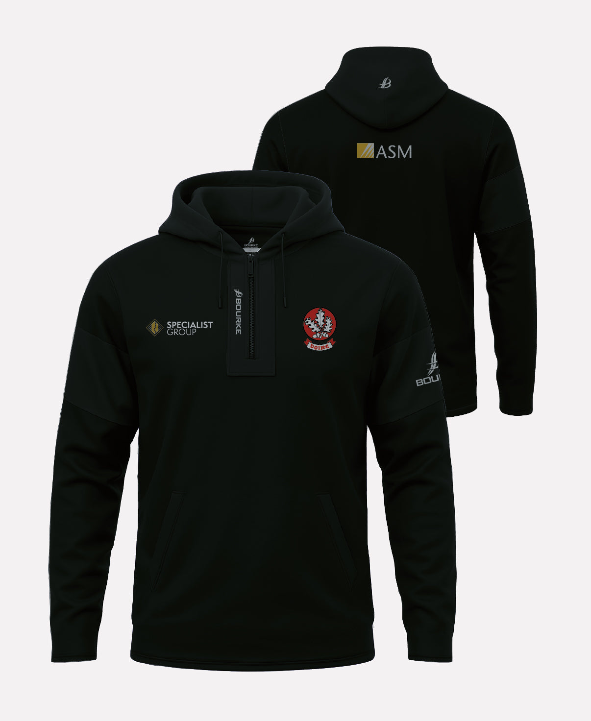 Derry Camogie TEASRA Half Zip Hoodie (Black)