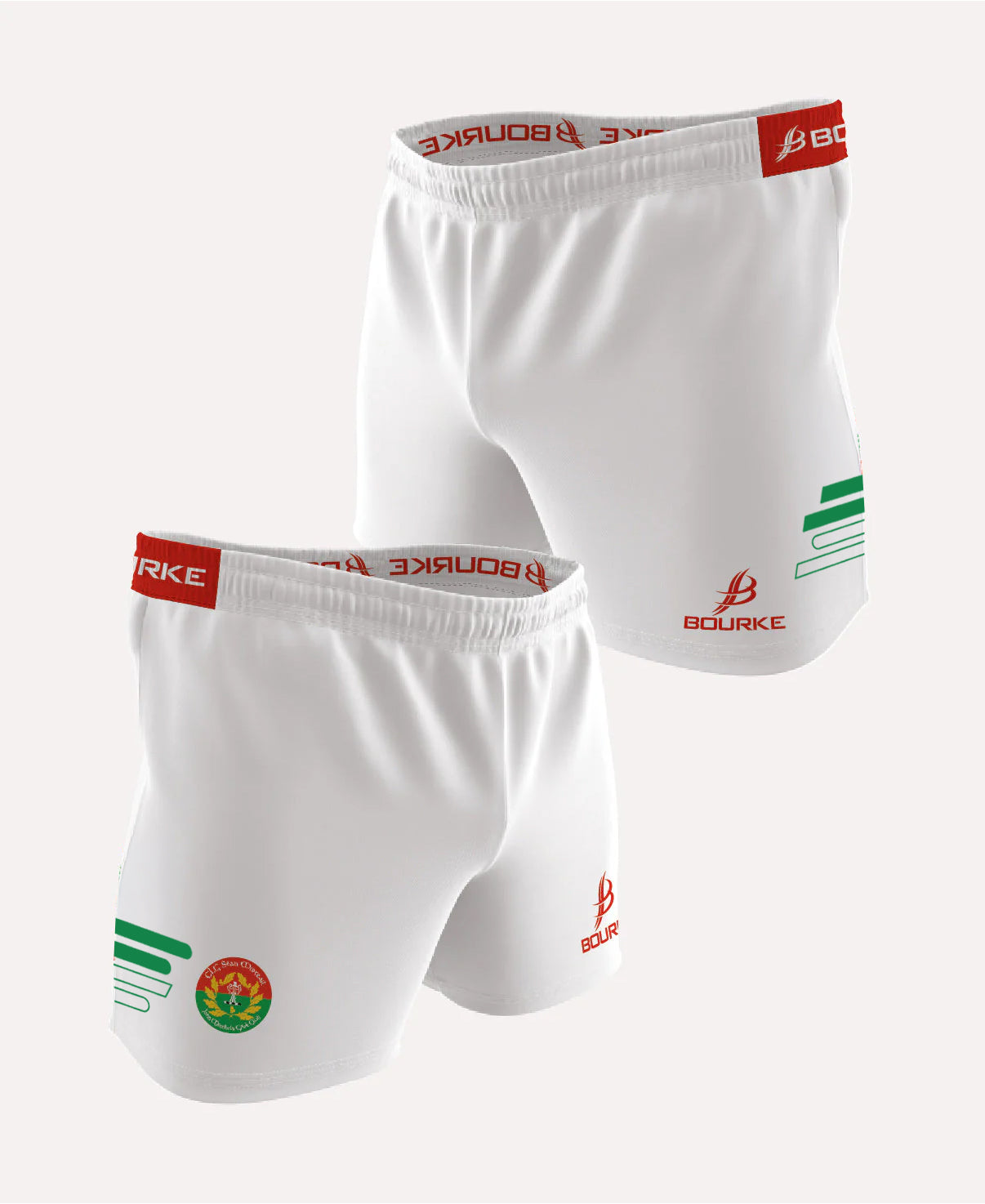 John Mitchels GAA Flex Shorts (White/Red/Green)