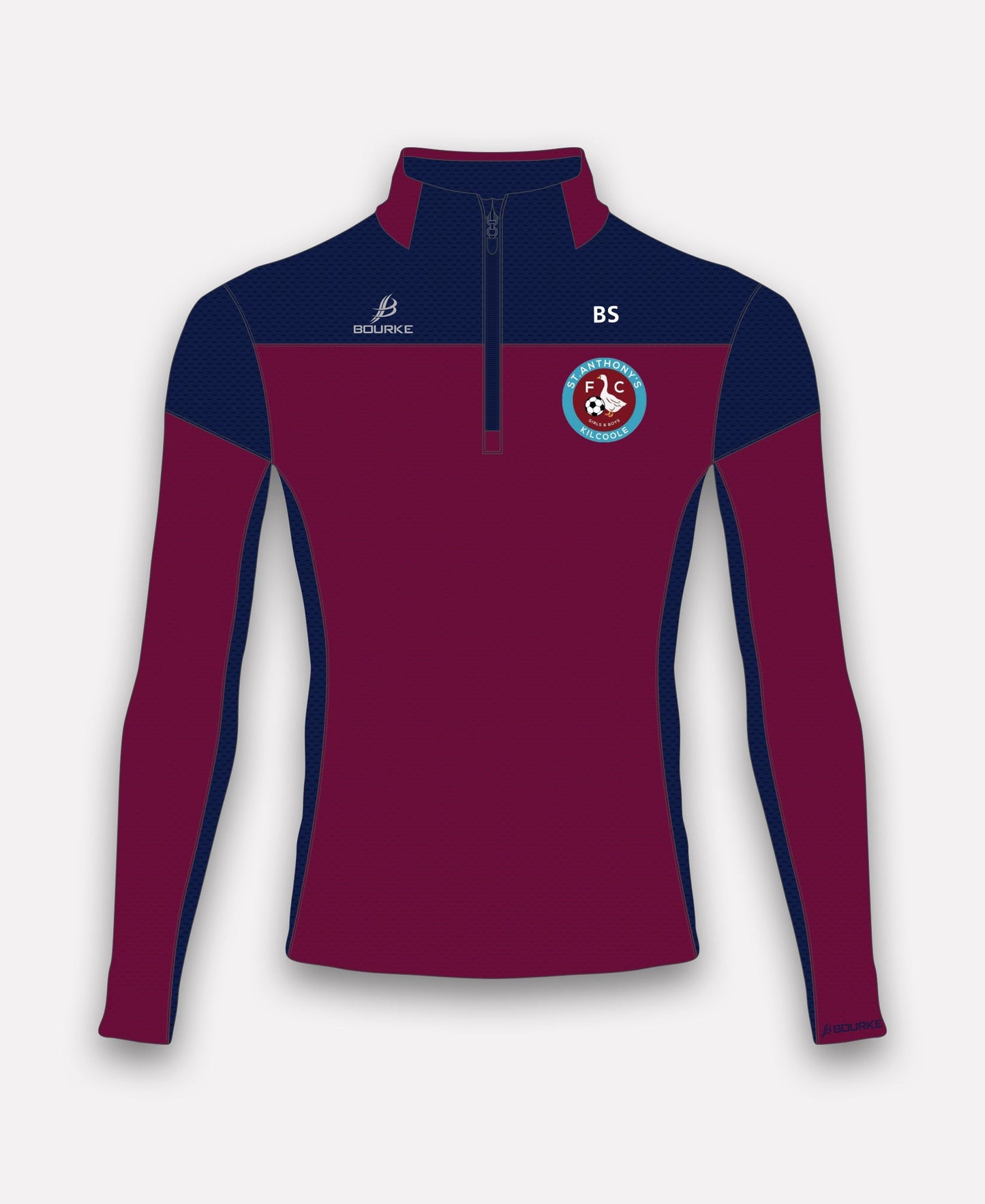 St Anthonys FC TACA Half Zip (Maroon/Navy)