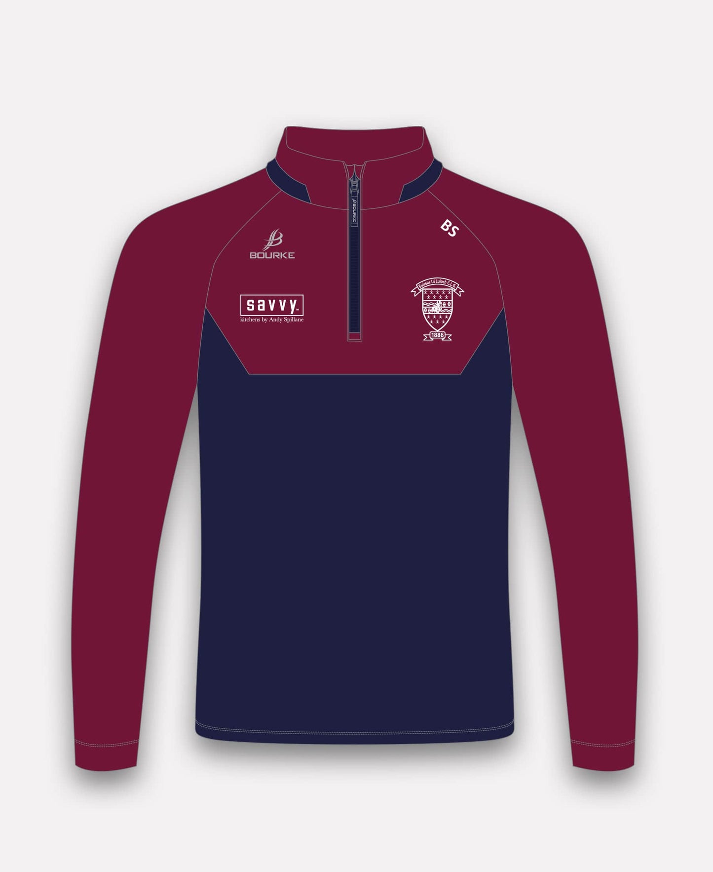 Borris-Ileigh GAA BARR Half Zip (Navy/Maroon)