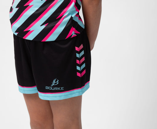 BARR Kids Shorts Black/Cyan/Pink