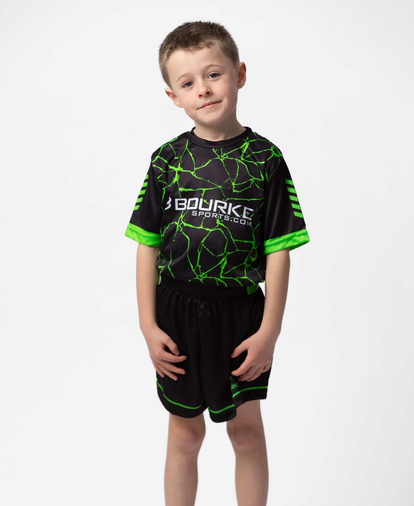 BARR Kids Shorts Black/Flo Green