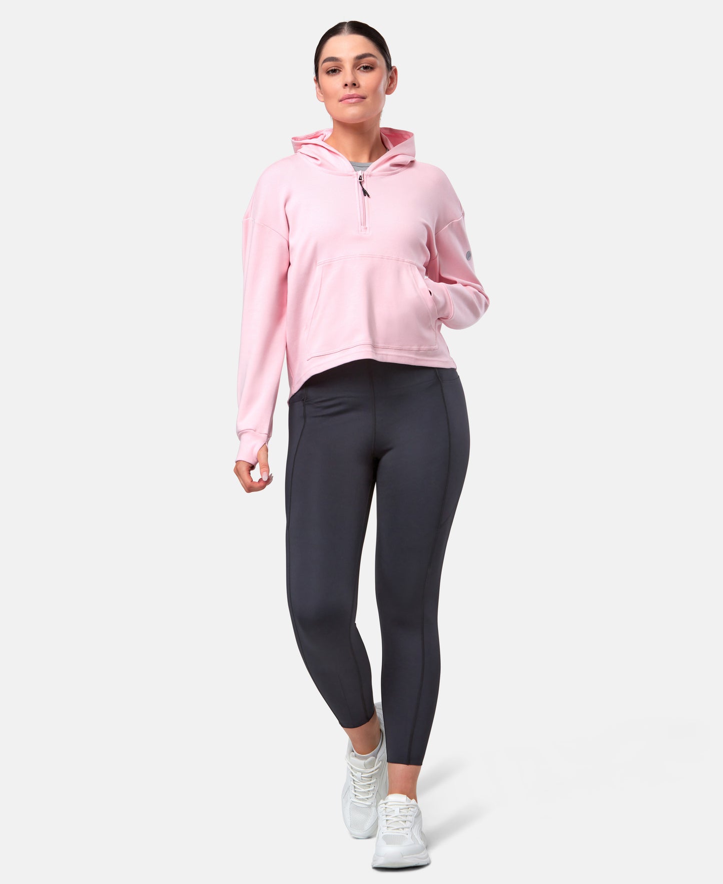 Women's Motion Half Zip Cropped Hoody (Blush Pink)