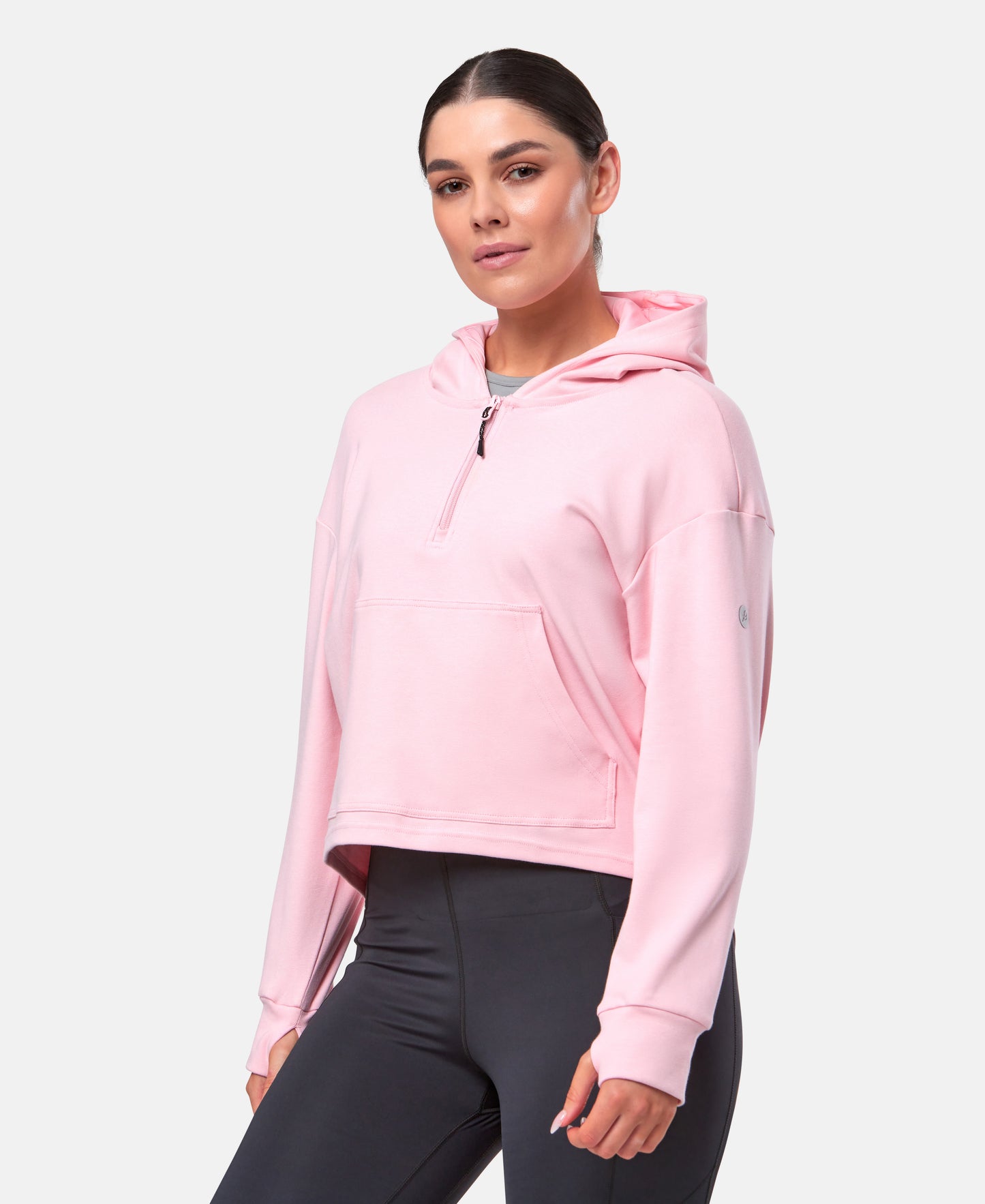 Women's Motion Half Zip Cropped Hoody (Blush Pink)