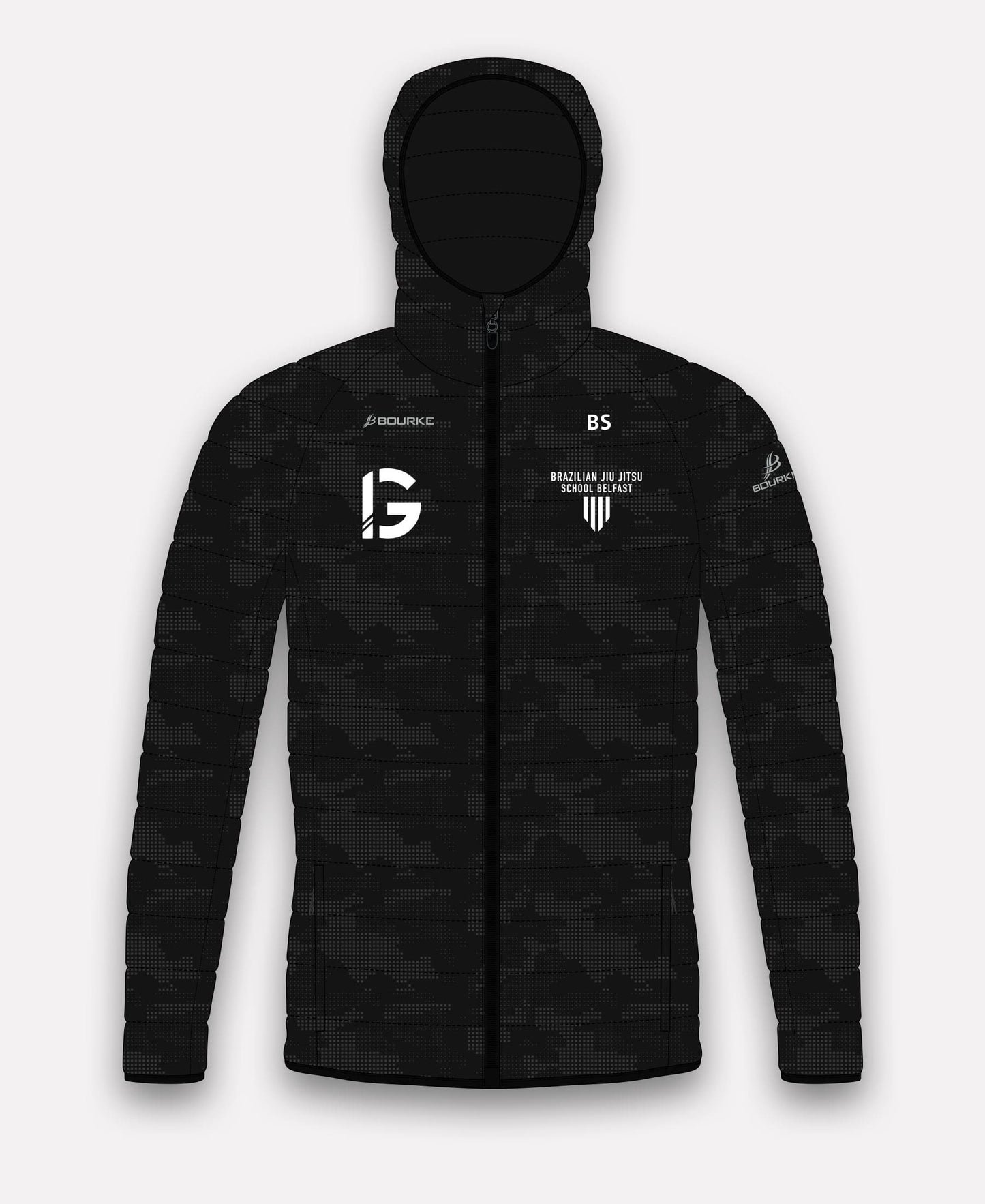 Brazilian Jiu Jitsu Belfast Reflective  Camo Jacket (Black)