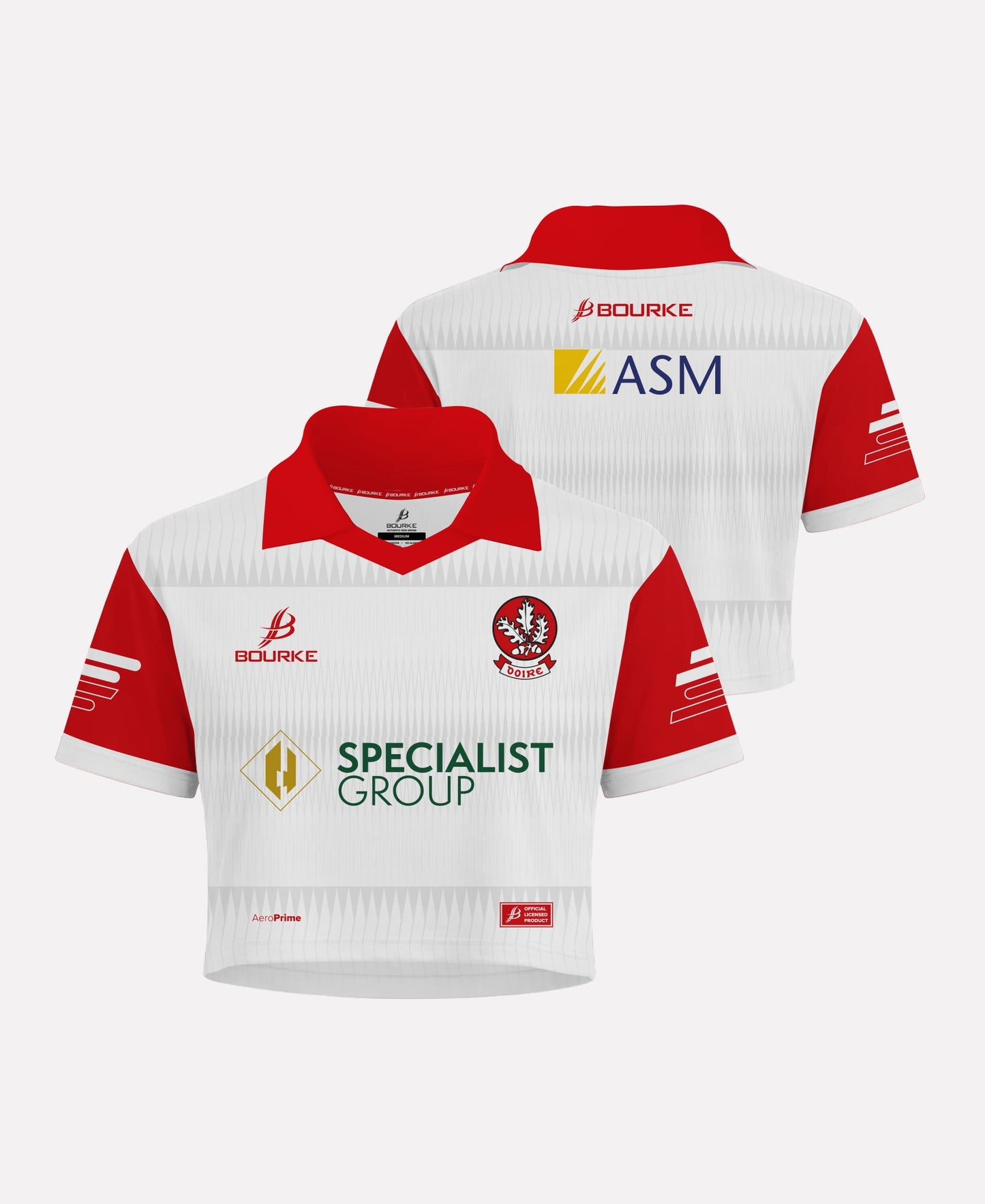 Derry Camogie Retro Cropped Jersey (White/Red)