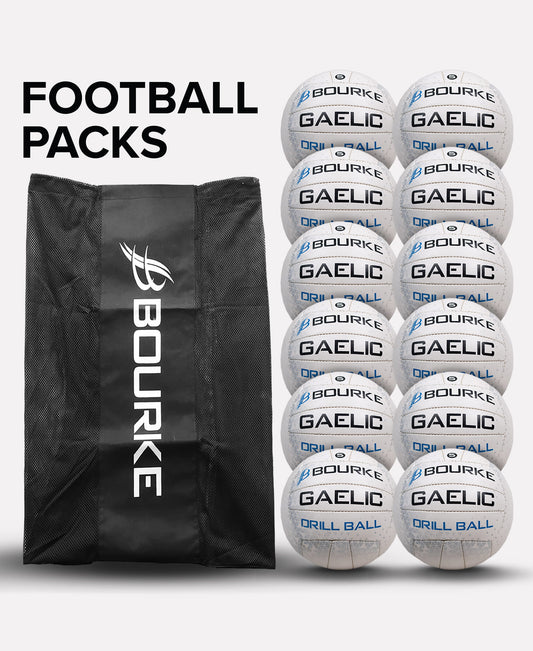Bourke Sports Gaelic Football (Drill Ball) 12 Pack with 1 Carry Bag