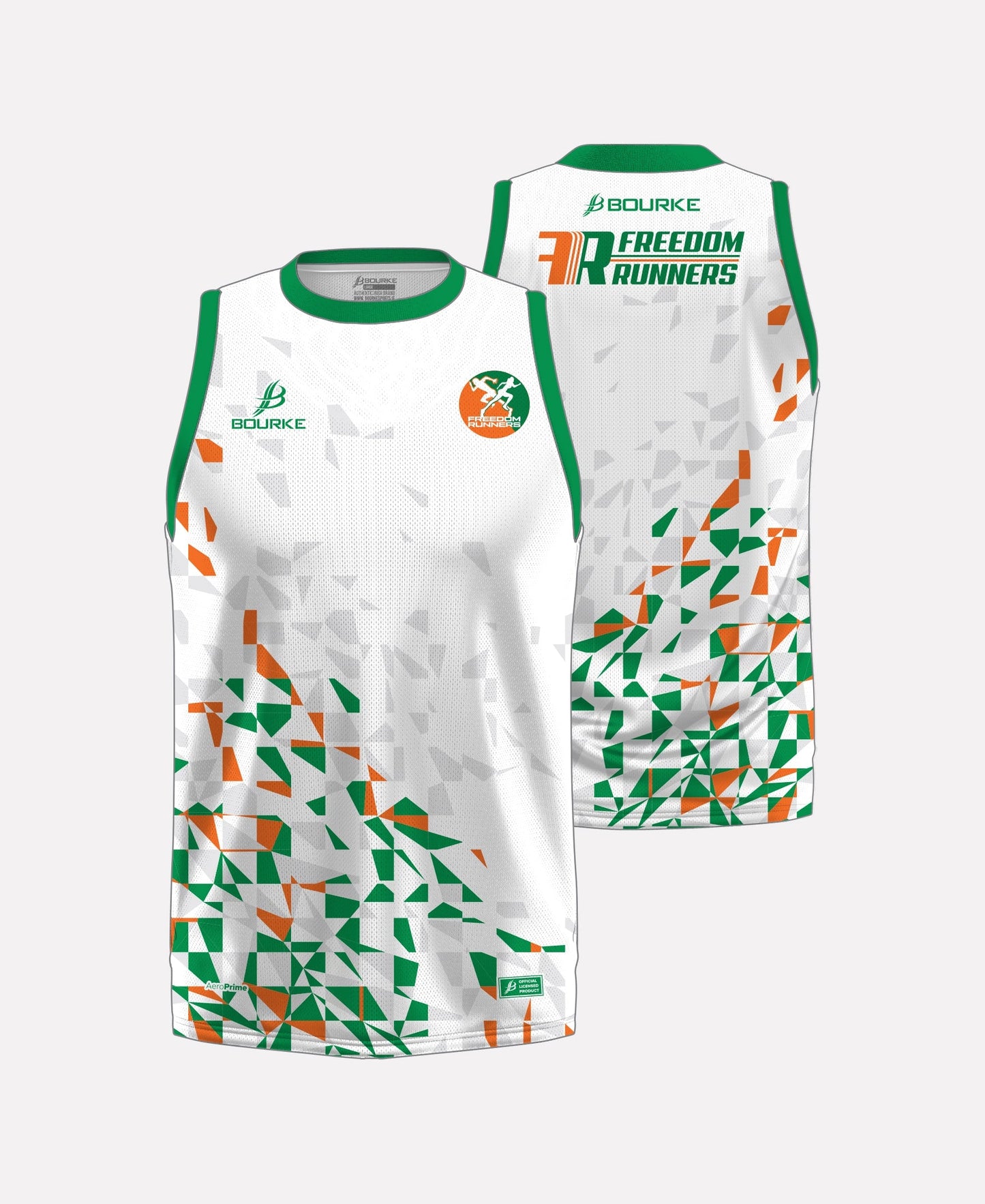 Freedom Runners Singlet (White/Green/Orange)
