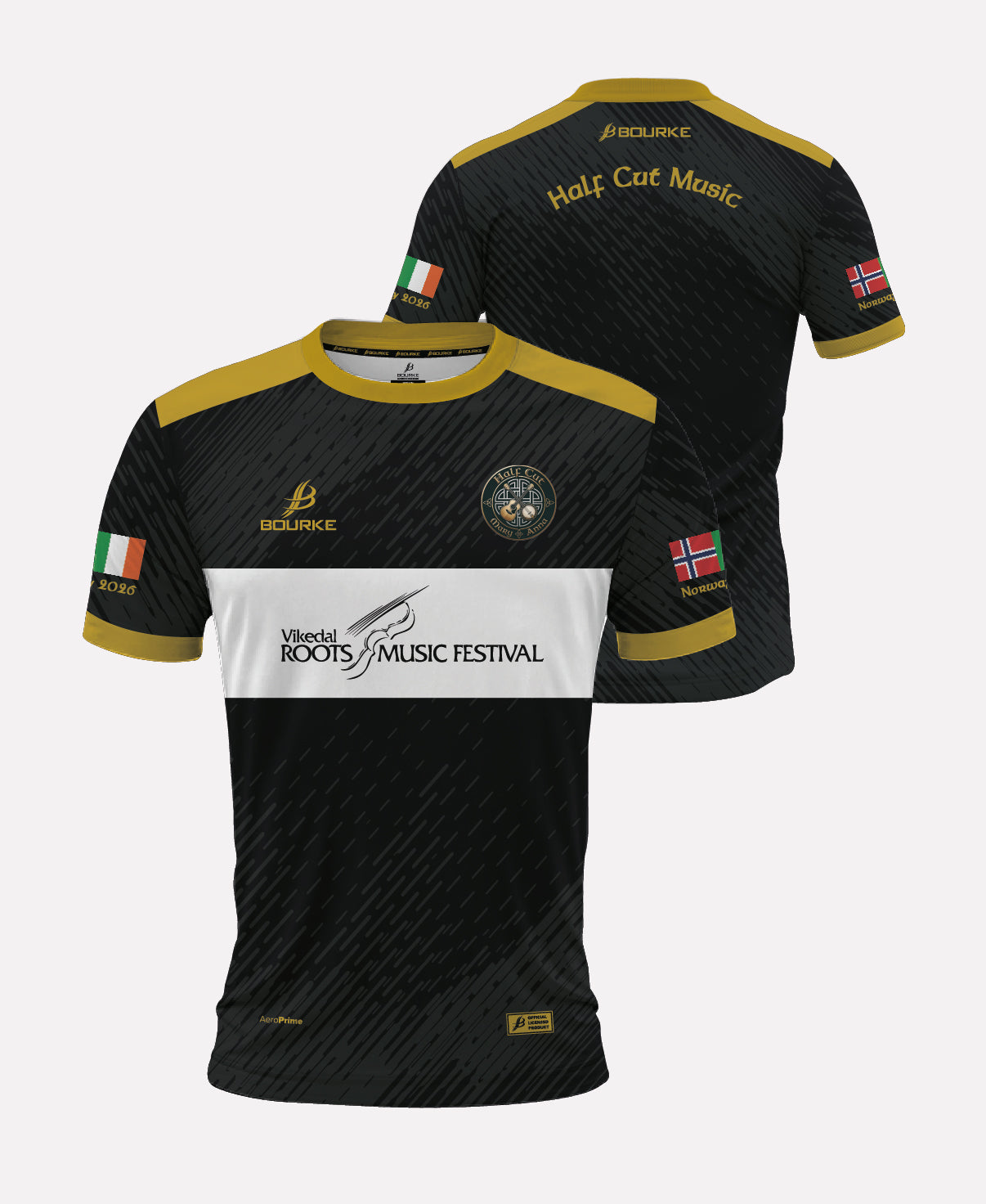 Half Cut Music Jersey (Black/White/Gold)