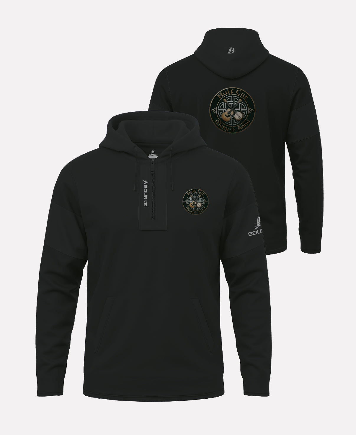 Half Cut Music STAFF TEASRA Half Zip Hoodie (Black)