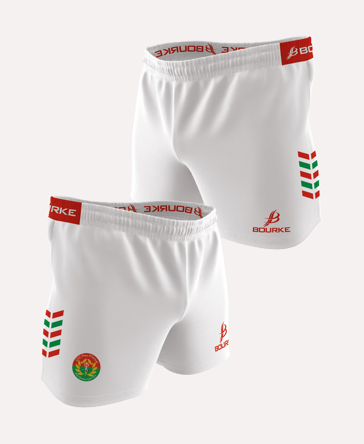 John Mitchels GAA  Flex Shorts (White/Red/Green)