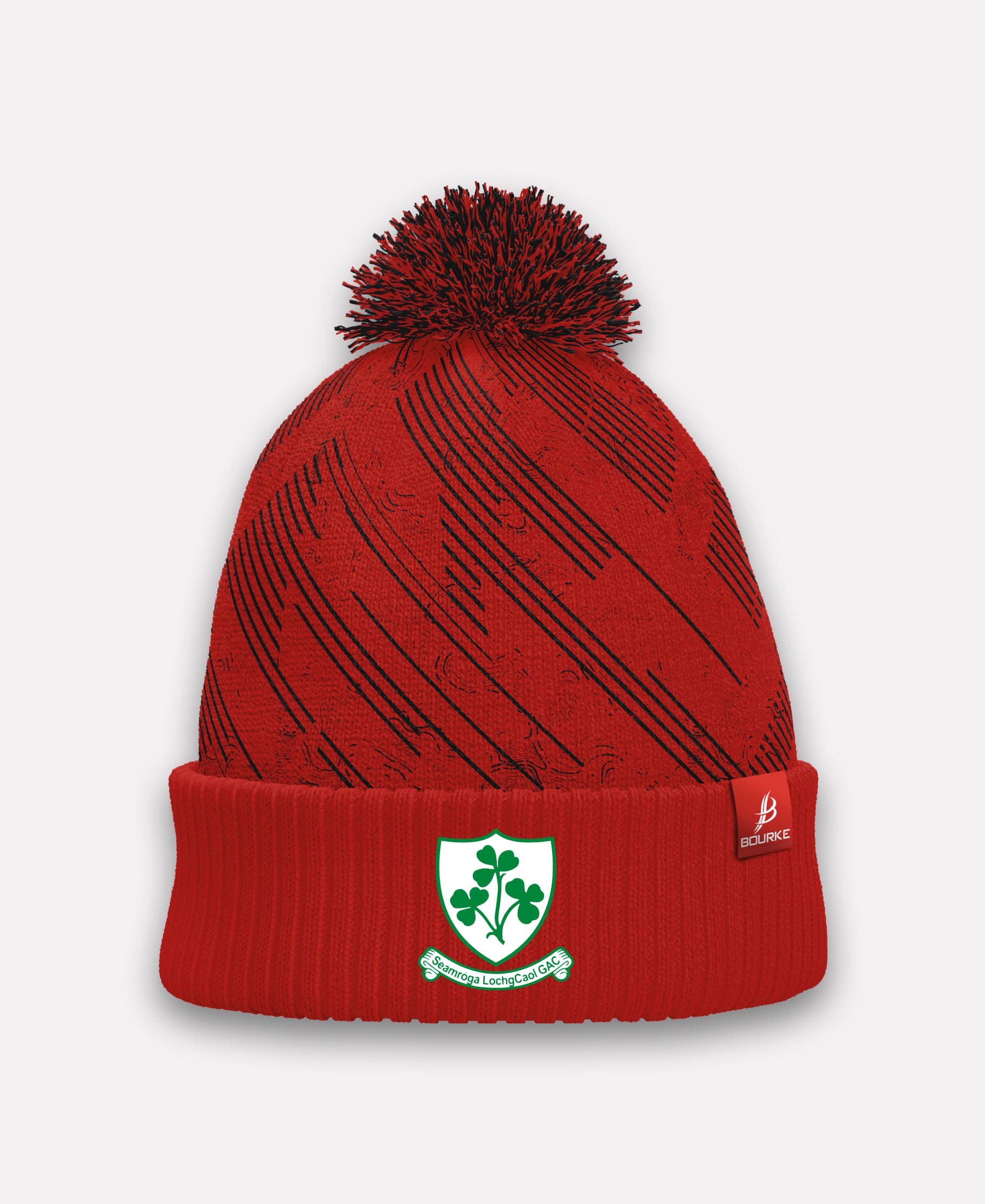 Loughgiel Shamrocks BARR Bobble Hat (Red/Black)