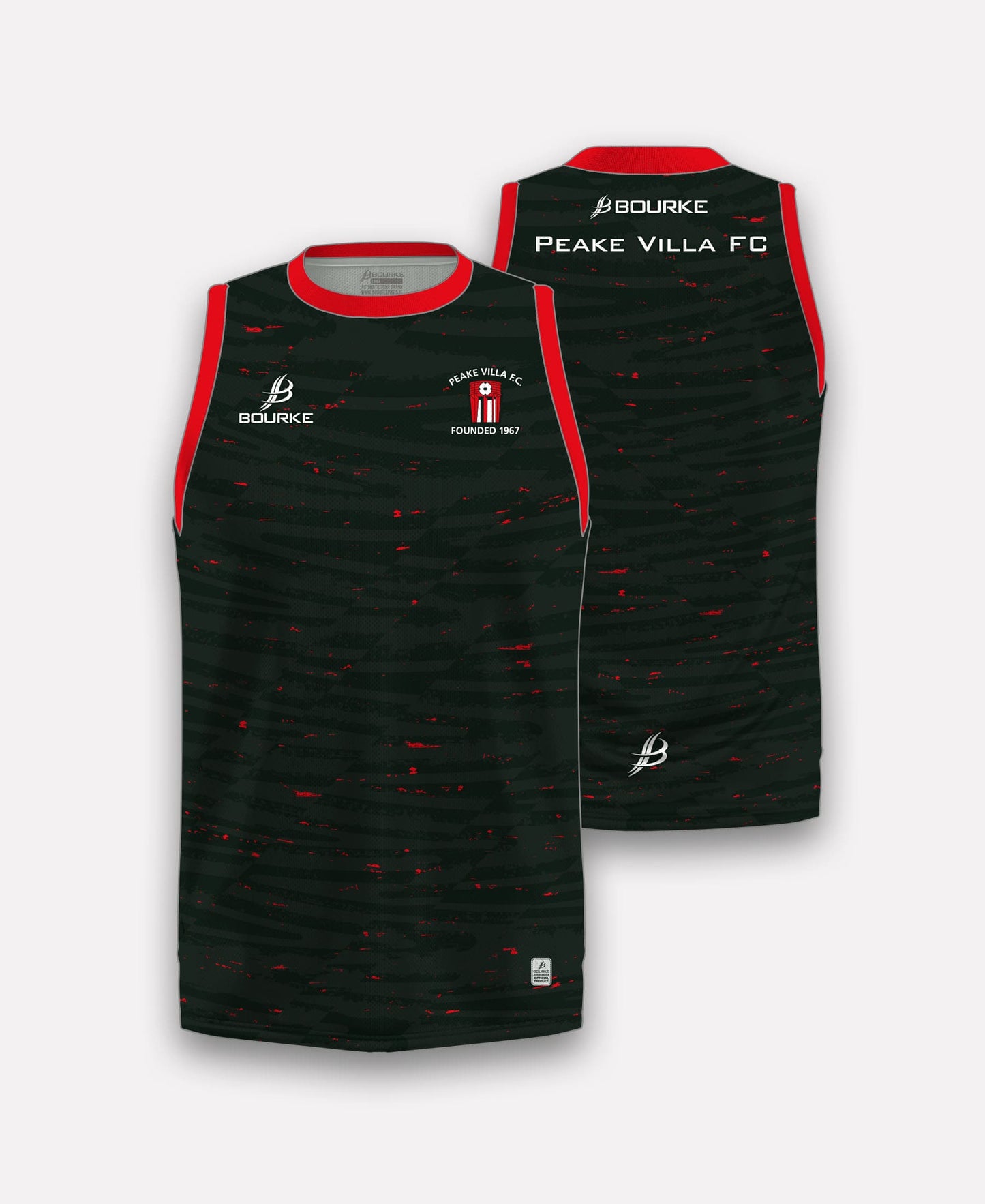 Peake Villa FC Training Singlet 2025 (Black/Red)