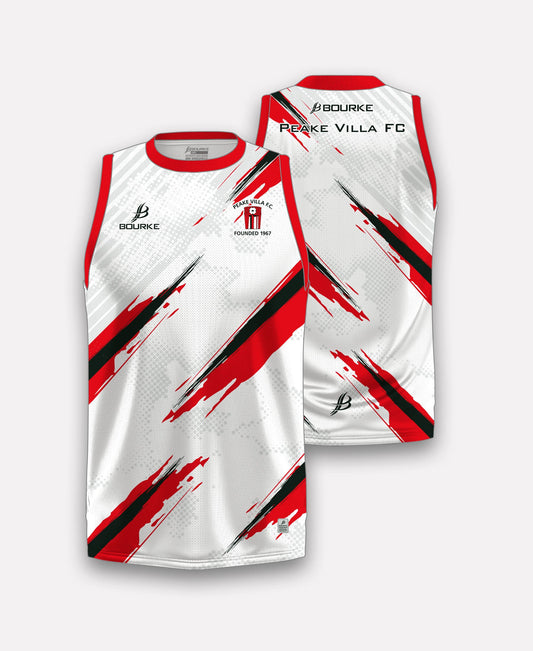 Peake Villa FC Training Singlet 2025 (White/Red/Black)