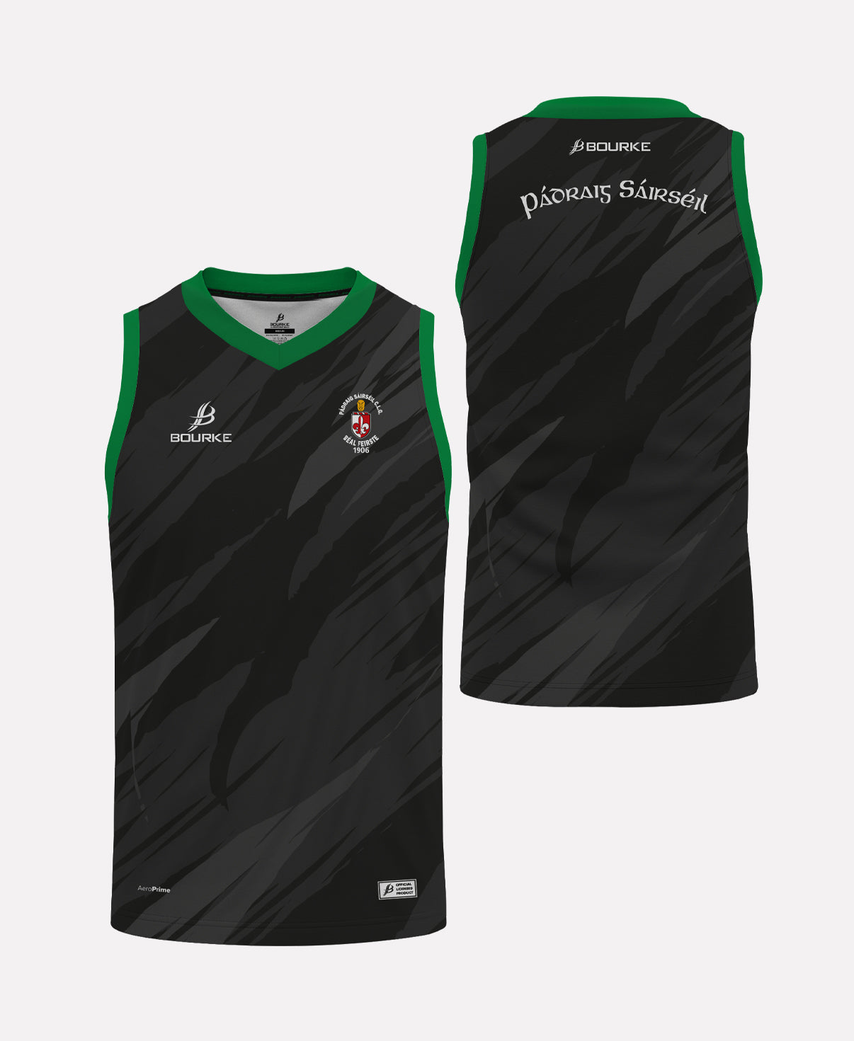 Sarsfields GAA Belfast Singlet 2025/26 (Black/Green) – Bourke Sports ...