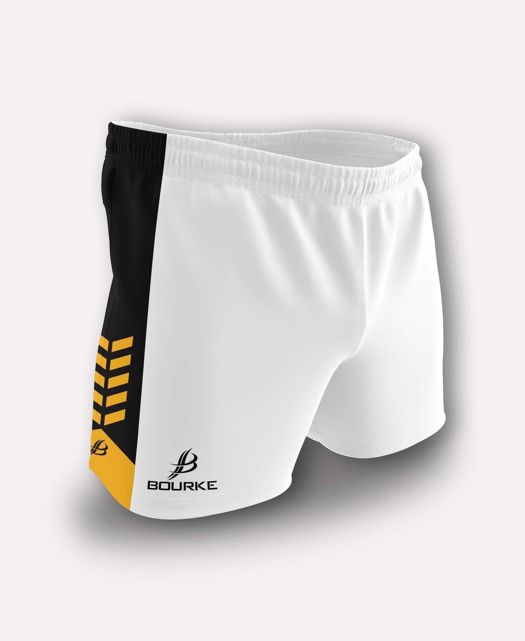 Chevron Adult Shorts (White/Black/Amber) - Bourke Sports
