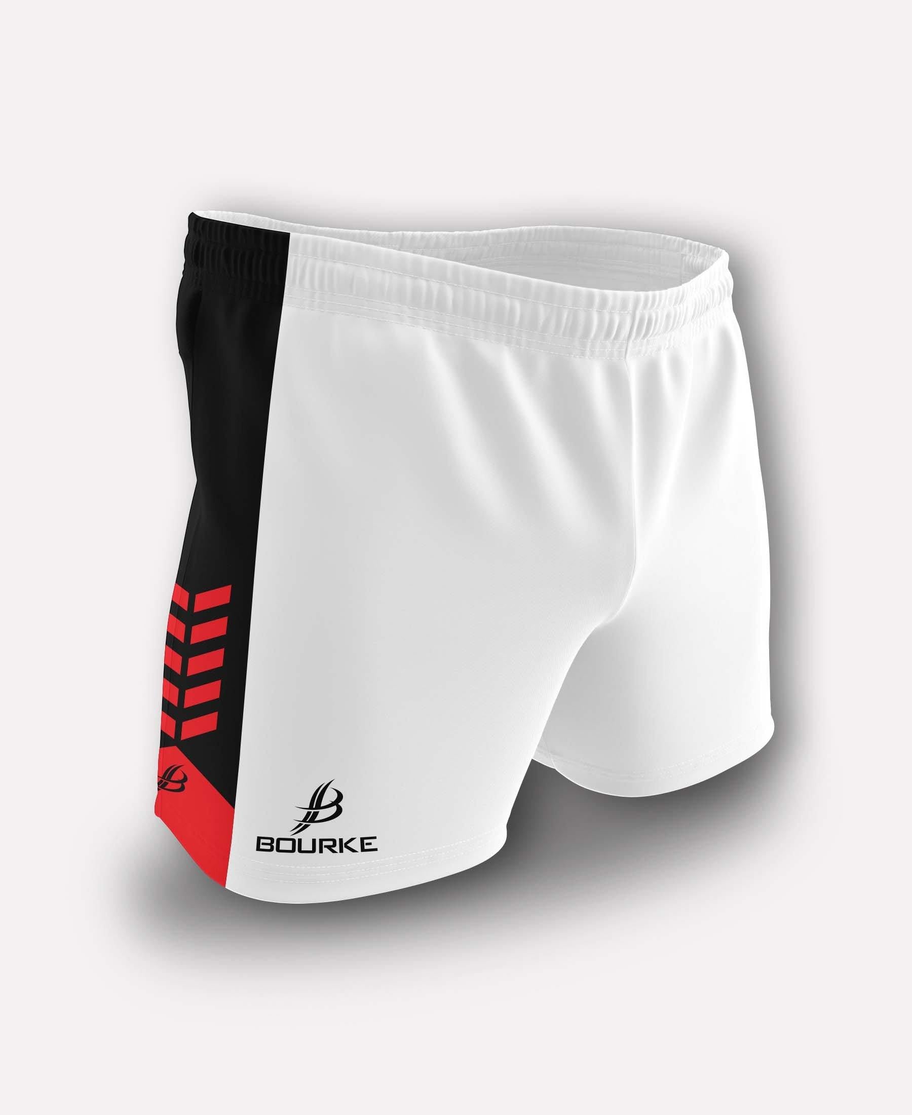 Chevron Adult Shorts (White/Black/Red) - Bourke Sports