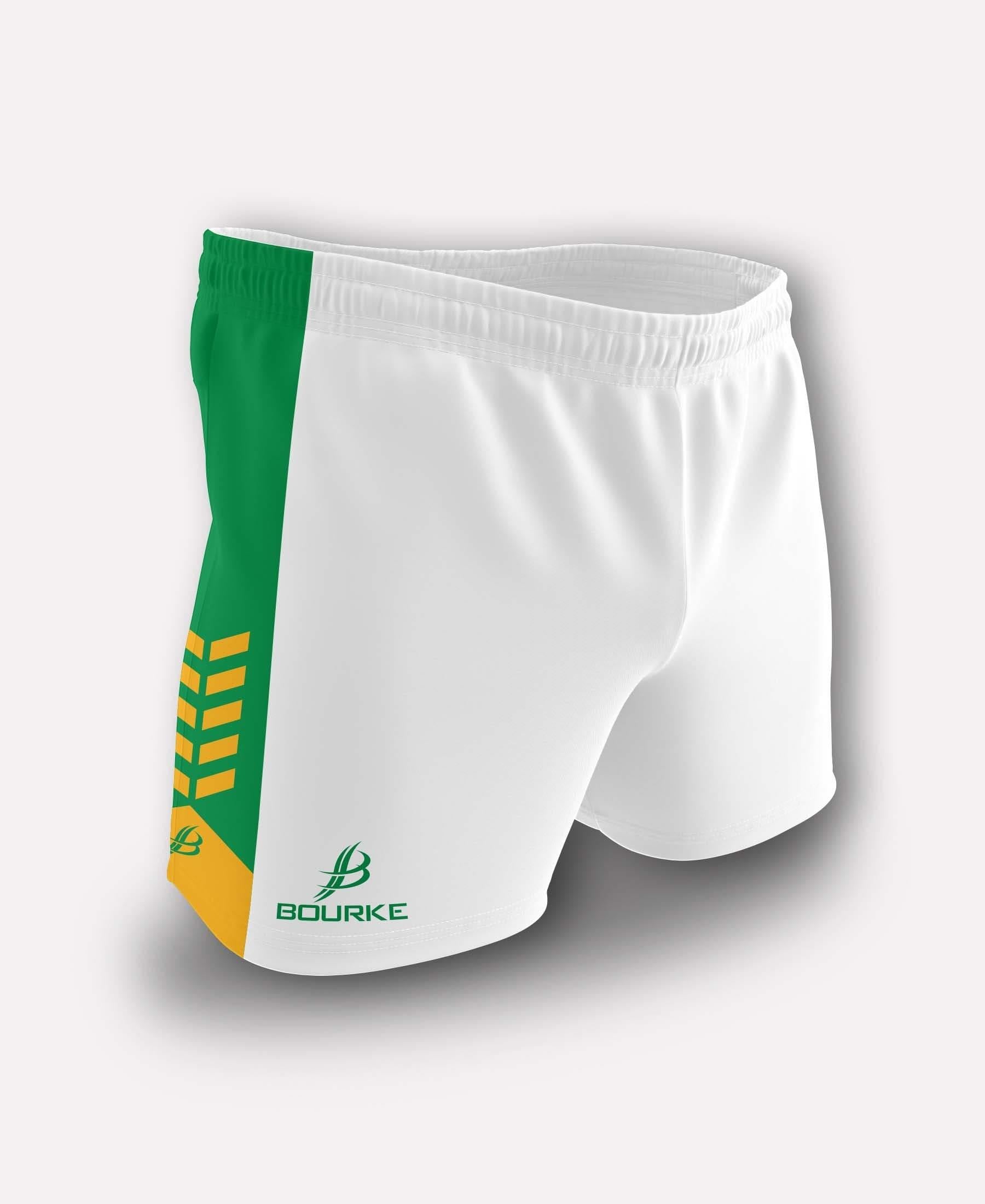 Chevron Kids Shorts (White/Green/Amber) - Bourke Sports Limited