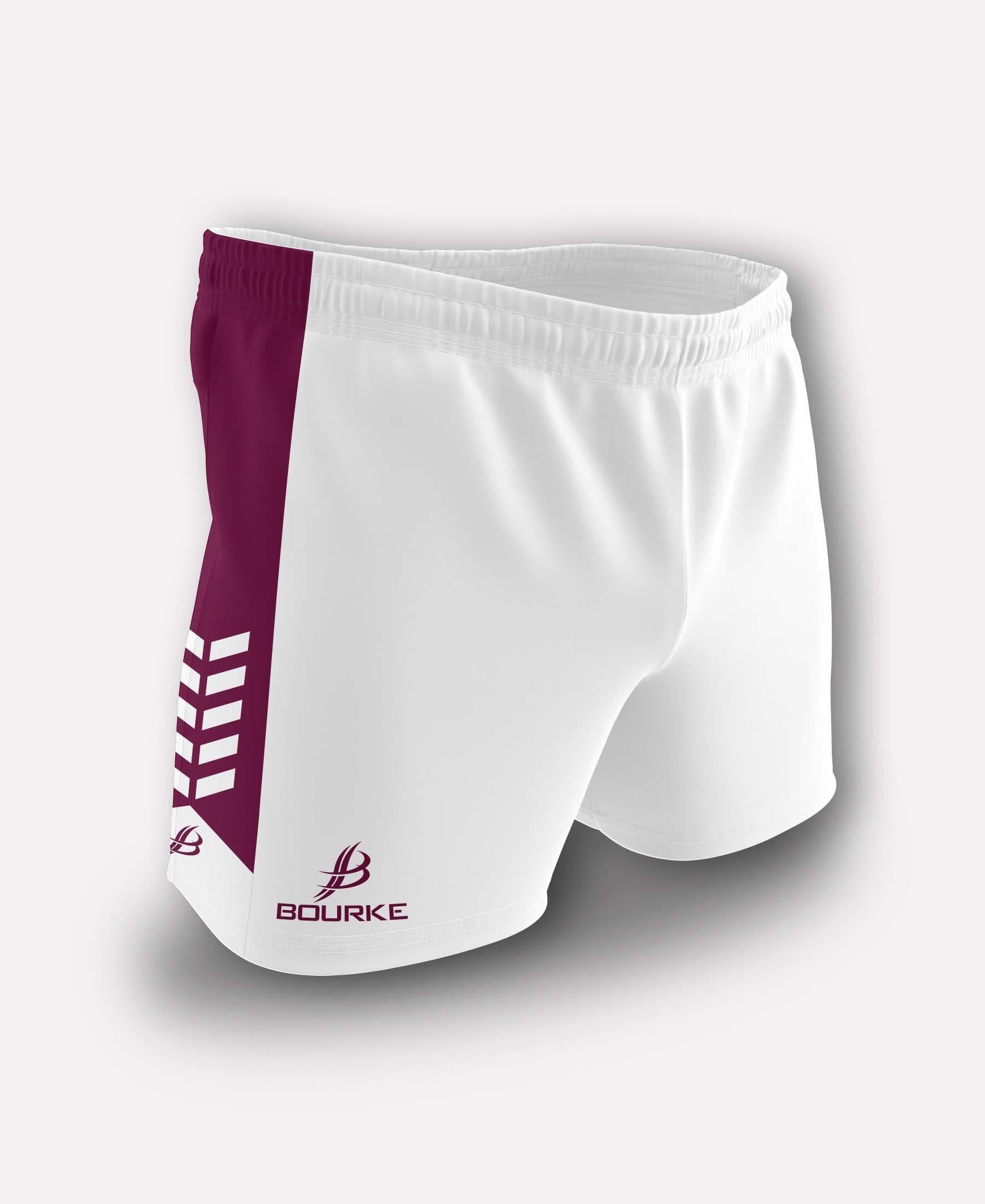Chevron Kids Shorts (White/Maroon) - Bourke Sports Limited