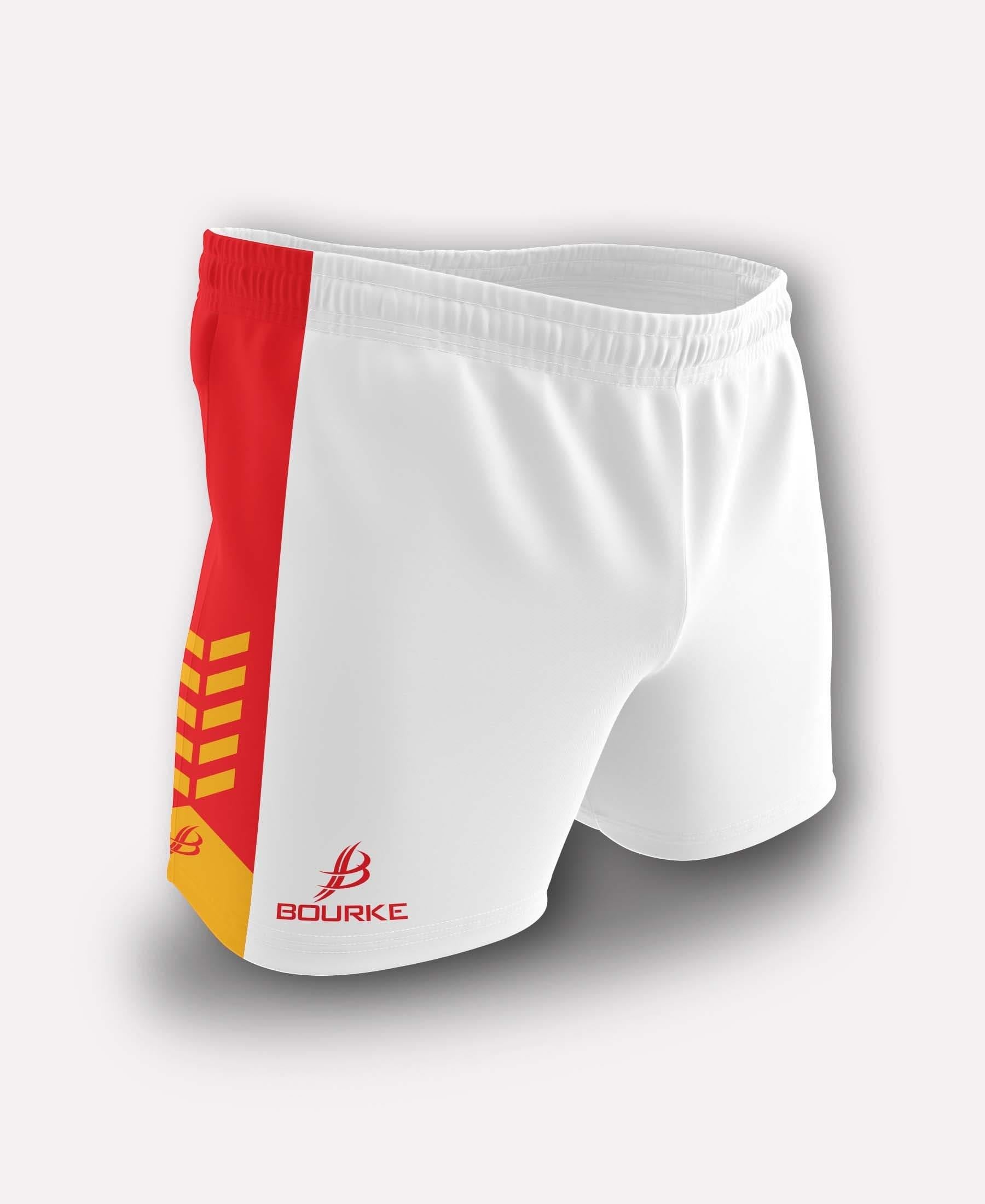 Chevron Adult Shorts (White/Red/Amber) - Bourke Sports Limited