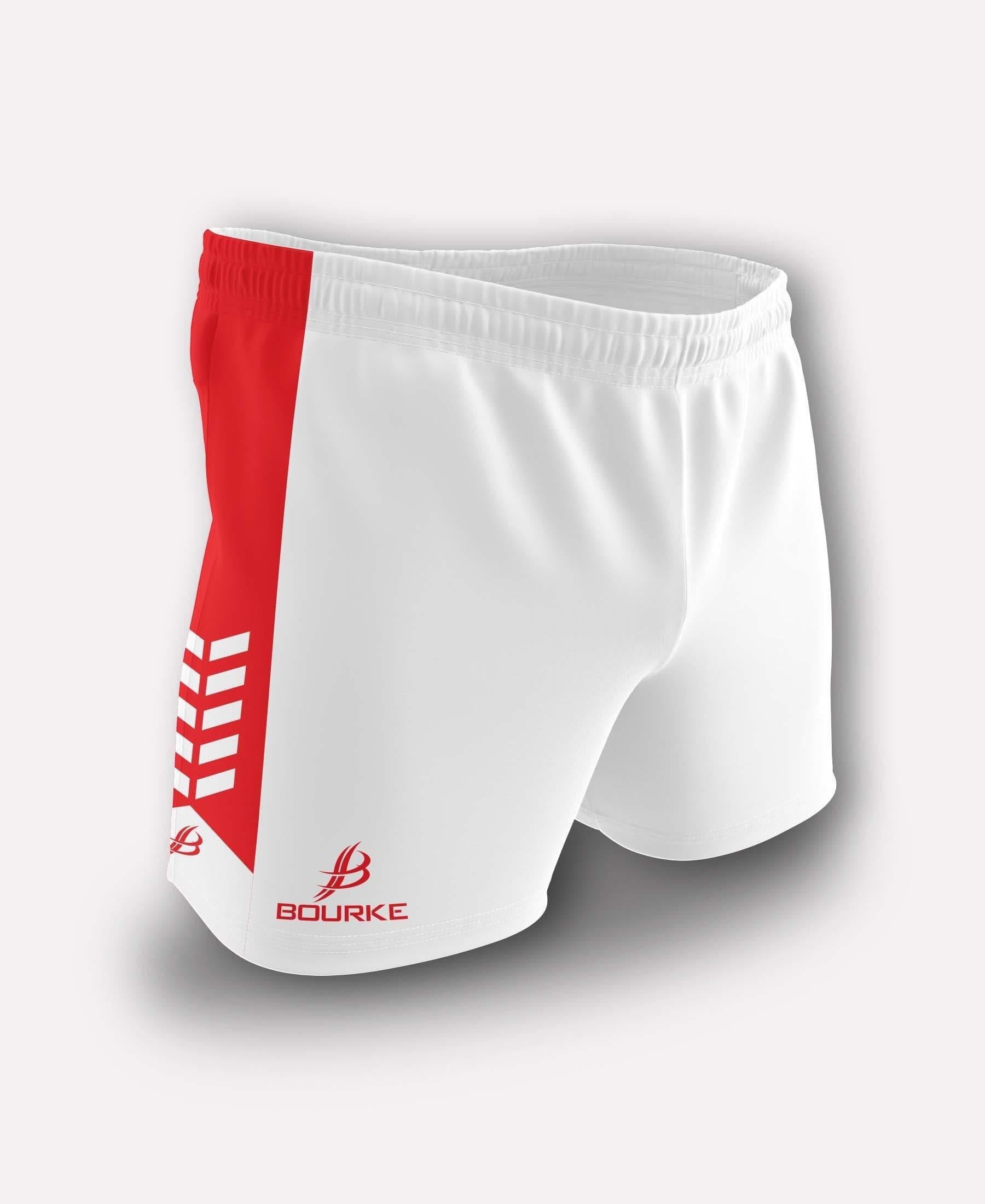 Chevron Adult Shorts (White/Red) - Bourke Sports Limited