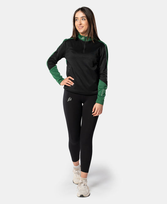 Cróga Adult Half Zip (Black/Green)