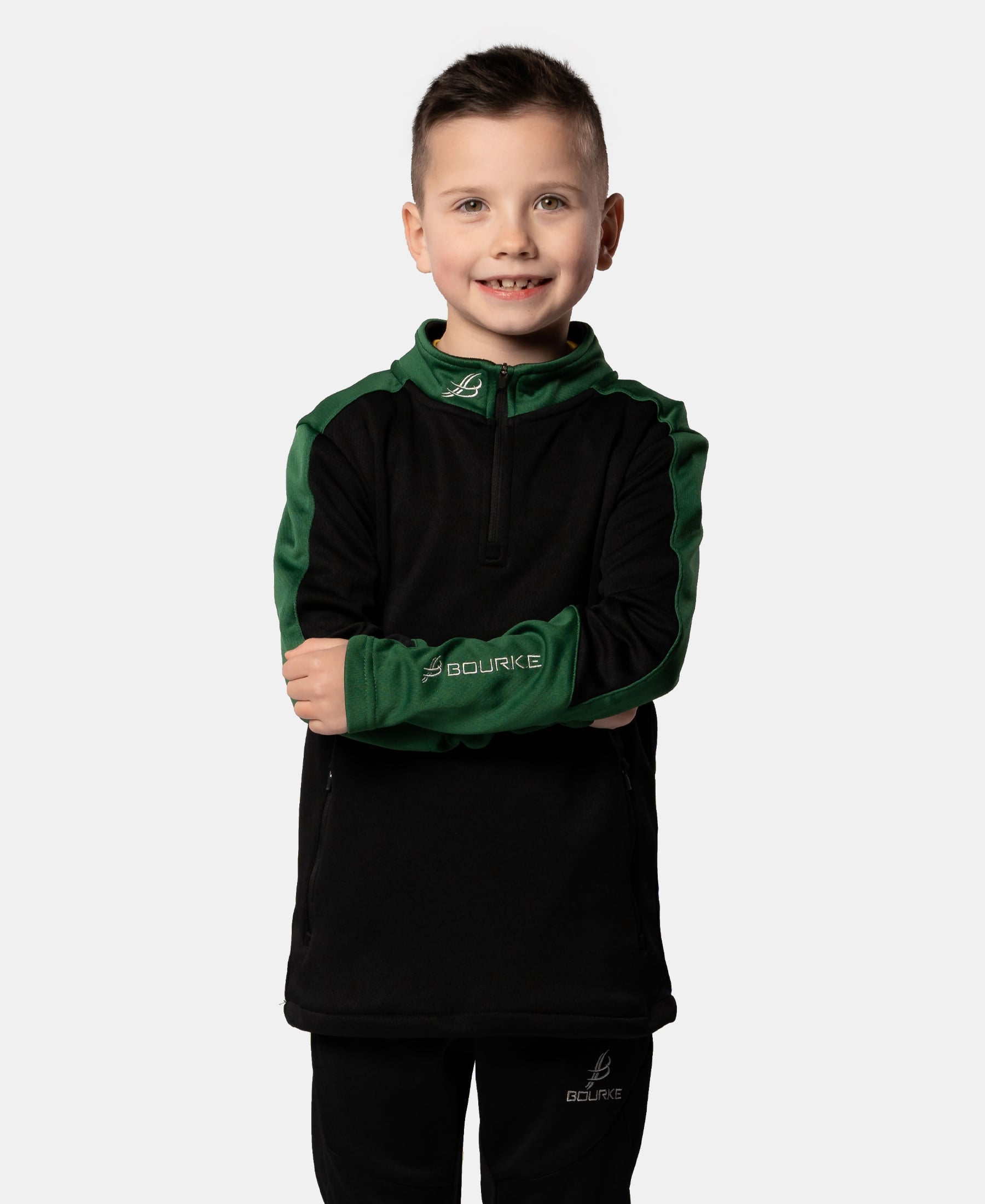Cróga Kids Half Zip (Black/Green)