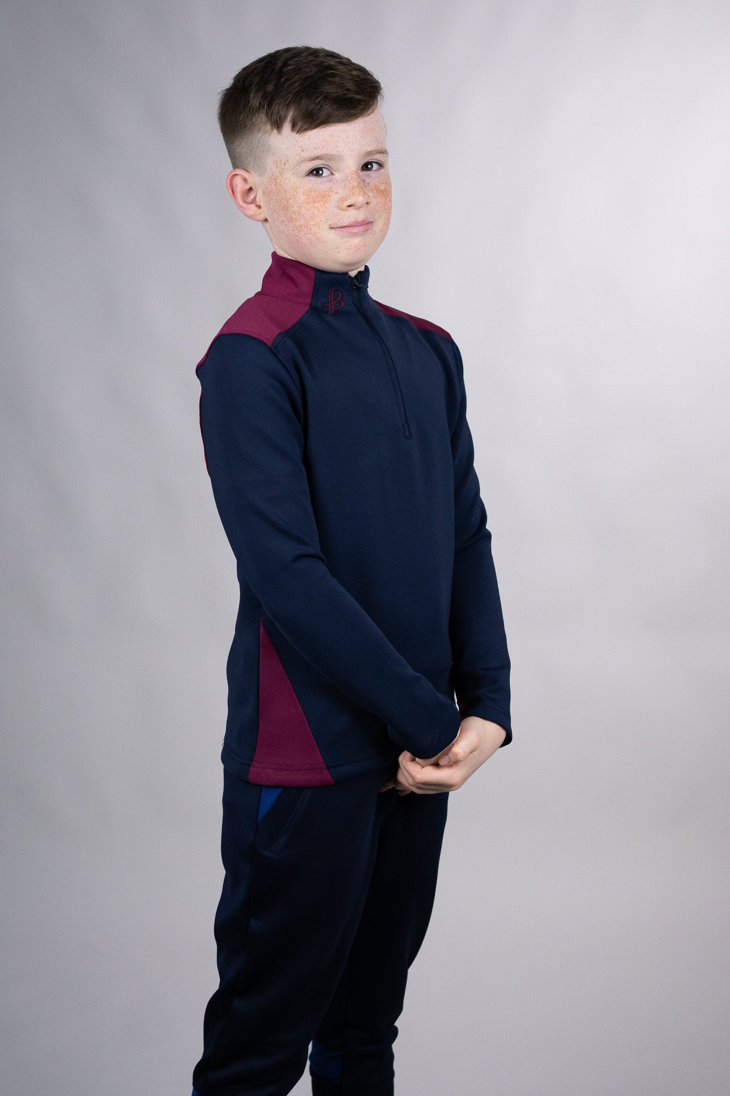 BUA20 Kids Half Zip (Navy & Maroon)