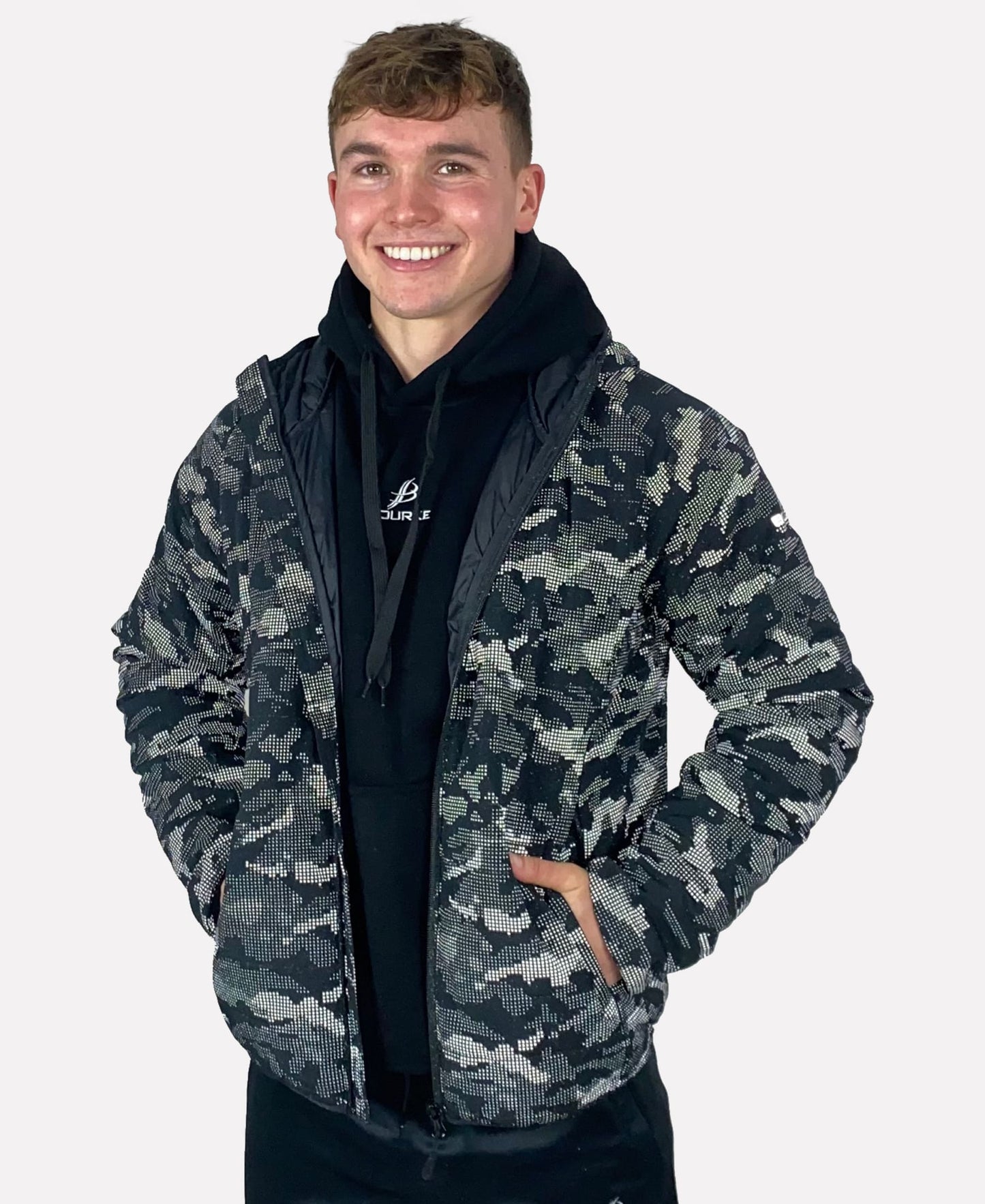 Coláiste Feirste Reflective Camo Jacket (Black)