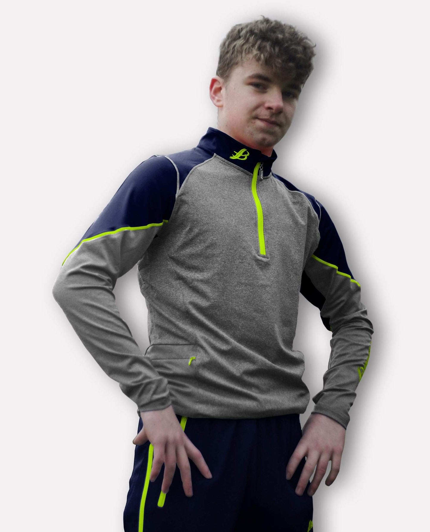 ULTRA Kids Half Zip (Grey/Navy/Luminous)